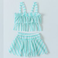 VEDOLAY Girls Ljetni kupaći kostimi za djevojčice cvjetni print rujali su HEM bikini set Spaghetti s