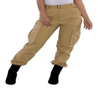 Teretne hlače, žene, pune boje visokih struka teretnih hlača sa džepovima zakiseći se s tijesnim dnima