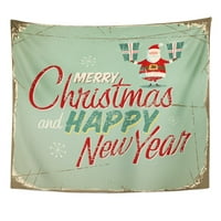 Crveni veseli vintage božićni znak retro godina Sretan tekst Wall Art Viseći tapiserija Početna Dekor