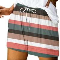 Ženski ispisani casual labavi džepovi za crtanje kratkih hlača udobne kratke hlače za žene visoki struk,