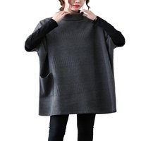 Žene pola rukave Solid Color Turtleneck džepni odjećni odjeća Ga Siva