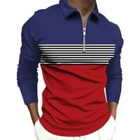 Outfmvch polo majice za muškarce modni casual sportski digitalni print rever raglan patentni zatvarač