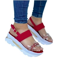 Klipni sandale za žene za žene ravna peta debela crvena