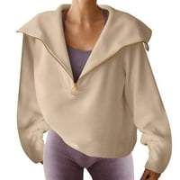 Ženski vrhovi ženske dugih rukava revel zip pulover Top solid boja labavi ležerna dukserica jesen zimska odjeća