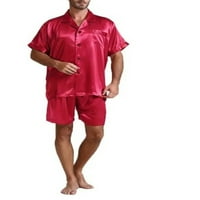 Muški pidžami postavljaju salon za spavanje sa satenske svilene majice kratkih rukava s kratkim kratkim