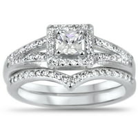 Ženska morska prstena za prstena princeza rezano sterling srebrni CZ Vjenčani band za angažman prsten
