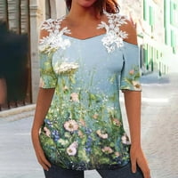 Gaecuw ženski hladni vrhovi i bluze za ljetne bluze s kratkim rukavima The Regularne fit pulover Petal