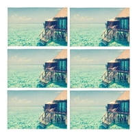Panorama Tropskog ostrva Resort s vodom Bungalows noću placematske prostirke za trpezariju Kuhinjski