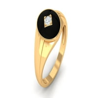 Prirodni dijamantni zaručni prsten za muškarce sa emajlom, 14k žuto zlato, US 9.00