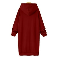Fartey Hoodies za žene Fleece Liner dugih rukava s dugim dukserom dugim dukserom Torbaste boje bočne