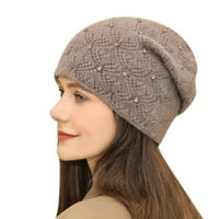 Hupta bejzbol kapa za žene elegantni trendi topli Chunky Soft Stretch kabel pleteni zimski šešir sa petrom perla narežite topla kapa
