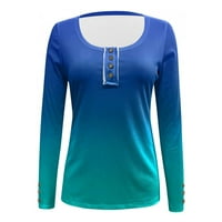 Ženski vrhovi Plus size Košulje za čišćenje Ženska moda casual vrhovi Crewneck Gradient gumb Slim bluza