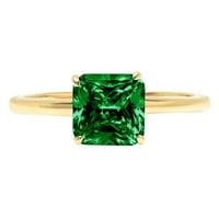 1.0ct Asscher Cut zeleni simulirani smaragd 14K žuti zlatni gravirajući izjavu godišnjica Angažovanost vjenčanja SOLITAIRE prsten 3,75