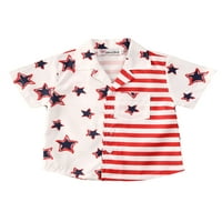Xiaoluokaixin Toddler Baby Boys 4. srpnja Odjeća Skraćene zvijezde kratkih rukava i Stripes Majica na
