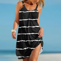 Ženske ljetne haljine bez rukava Spaghetti remen Flowy Beach kratka odijevanje Boho tiskarska haljina