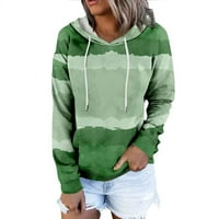 FVWitlyh Green Hoodie ženski povremeni dugi rukav u boji blok okruglih vrata labavi fit bluze t košulje