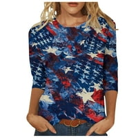 Vrhovi za žene casual proljeće, 4. jula majice rukava za žene ljetne američke zastave vrhovi ženskih