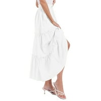 Xmarks Maxi suknja visoke struke za žene - Ljetna casual crtača Boho Beach Ruffle Swing labav solidna