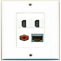Riteav - Port HDMI port RCA Crvena luka zaštićena mačka Ethernet zidna ploča ukrasna
