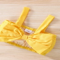 Djevojčice za djecu Bowknot Outfits rezervoar bez rukava + kratke hlače + traka za glavu Žuta 3-6m