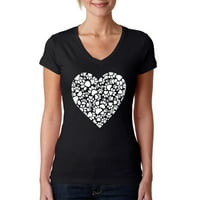 Pop umjetnost Ženska riječ umjetnost V-izrez majica - šapa otiska srca
