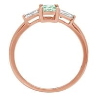 0,8CT smaragdni rez zeleni simulirani dijamant 14k ruža zlatna godišnjica za angažman kamena prstena