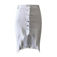 Wozhidase White haljina ženske suknje za žene nove traper suknje Ljeto Dizajn na dugme Split prednji