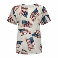 4. jula Ljetne majice za žene Američka kamena majica Neovisnosti Patriotske majice Strip Stripes USA