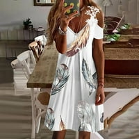 GAECUW DRESSY TSHIrts majice za žene V izrez kratki rukav iznad koljena kratka haljina za odmor Haljine