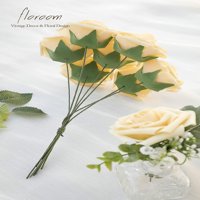 Croom umjetno cvijeće Prave kremasto žute žute pjene lažne ruže sa stabljikama za diy vjenčane bukete