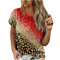 Thirts majice za žene kratki rukav vrhovi bluze Regularne fit t majice Pulover tees vrhovi Leopard Ispis