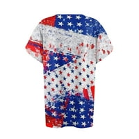 Yubatuo Dan nezavisnosti Ženski ljetni kratki rukav vrat plus veličina majica Ležerne tiskane vrhove