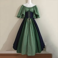 Dnevne haljine za žene za žene Ženska moda srednja veka Vintage boja podudaranje s kratkim rukavima