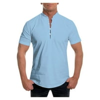 Muška košulja Muškarci Početna Striped uzorak Ležerna modna rever Majica kratkih rukava Plava 4xL