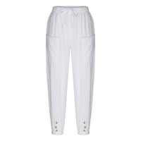 Ersazi znoj hlače Ženska modna kaiša sa više džepa ravno barel čvrste ležerne radne radne pantalone u čišćenju bijele vježbe za žene