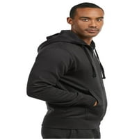 Muška pamučna mješavina lagana flisa obložena sportska teretana Zip up džemper hoodie, crna 3xl, brojanje,