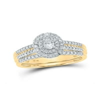 10kt Yellow Gold Oval Diamond Halo Bridal Vjenčani prsten set CTTW