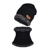 IOPQO bejzbol kapice muške zimske kapu za kaput set plus baršun debeli pleteni šešir i prigušivač pleteni