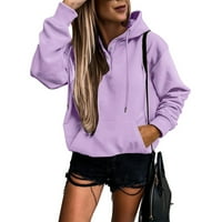 Podplug Hoodie za ženske duksere u boji tinejdžerke gumb za tinejdžere niz teen vrhovi ležerni pulover