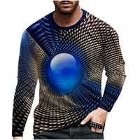 Homodles Muška grafička grafika Crewneck Duks - Crewneck tiskani 3D dugih rukava šarene linije pulover