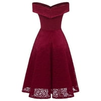 Ženske haljine Ženske vintage čipke V izrez bez rukava s rukavicama velike ljuske haljine za žene crvene