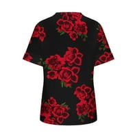 Womens V rect T majice Ljetne vrhove kratkih rukava cvjetna majica casual bode Split Tunic vrhova aq