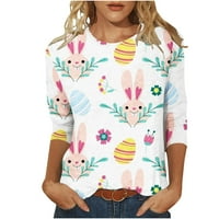 Žene Uskršnje košulje Grafički tee 3: Slatka majica s rukavima CREW izrez plus veličina Bluza Uskrsni