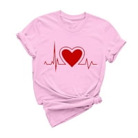 Ženski zaljubljeni kratki rukav s kratkim rukavima vole elektrokardiografiju Grafičke majice za bluze