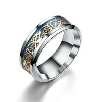 WEFUESD Prstenje nakita za žene Titanium čelični zmaj zmaj sa srebrnim zlatnim zmajem od nehrđajućeg čelika Zlato L