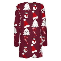 Tking modni ženski božićni božićni dugi rukav s prednjim kardiganom tiskane gornje lagane jakne božićne