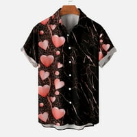 Jsaierl Hawaiian majica za muškarce Ležerne tipke Down majice Srce Ispis kratkih rukava Plaža Majica
