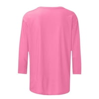 WEFUESD T majice za žene Ženska puna boja okrugla vrata Tanka Sedam bokovna majica TOP ženska modna ružičasta s