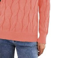 Vučeni džemperi za žene pulover pune boje pletene zimske vrpce dugih rukava za povećanje skakača plus