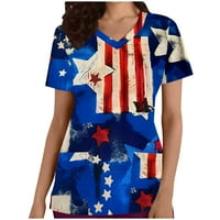 Ženska majica za neovisnost od 4. jula Grafički majica USA dopisa na letnju ljetni vrhovi džep labav
